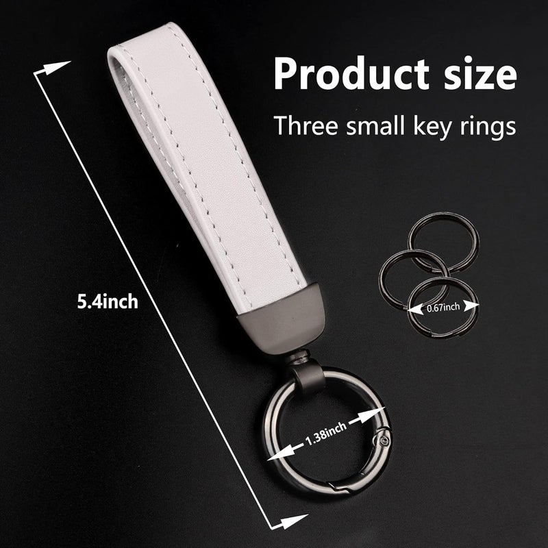 Turcee Leather Keychain, Creative Personality Key Fob, Car Accessories Universal Keychain for Men and Women (White) - Image 5